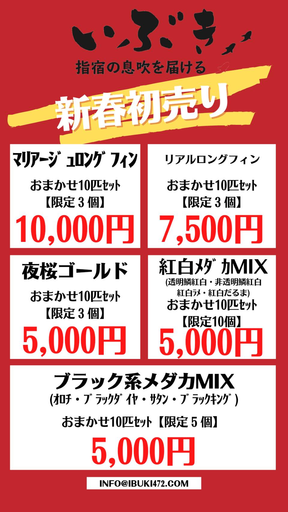 【現物】【初売り特価】マリアージュロングフィンおまかせ10匹セット 0315